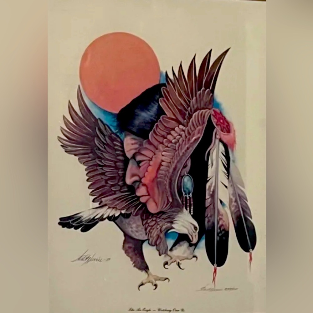 Native American Artist Watercolor painting Signed Walt Harris ‘78 BIG Stunning